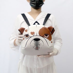 Sac à dos bouledogue anglais, sac à bandoulière bouledogue, sac peint à la main, sac à dos fait main pour les amoureux des animaux