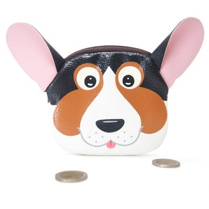 Monedero de Corgi galés. Bolso pequeño de piel sintética pintado a mano, bolsa con cremallera, tarjetero, bonito Corgi, bolso con retrato de animal