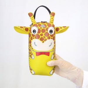 Astuccio portapenne a forma di giraffa, astuccio per il trucco, borsa dipinta a mano, questa borsa compatta in pelle sintetica è perfetta per gli oggetti essenziali di tutti i giorni.