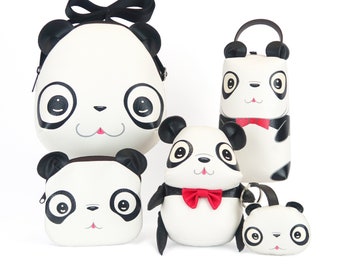 Gifts for panda lovers set ,cute little panda , set of 5 items , panda doll, pencil pouch bag ,crossbody bag, keychain, coin purse.