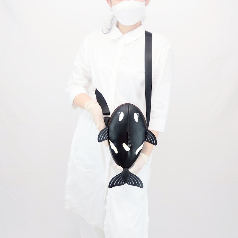 Hand-painted Orca Whale Crossbody Bag: Vegan Leather Sling Bag - Etsy