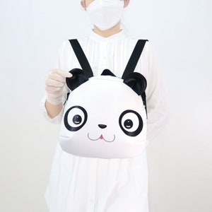 Panda backpack ,panda crossbody bag,hand painted bag,handmade backpack for animals lovers