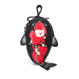 Koi fish crossbody bag,koi carp,hand painted bag,this compact synthetic leather sling bag, for carrying mobile phones and other essentials.