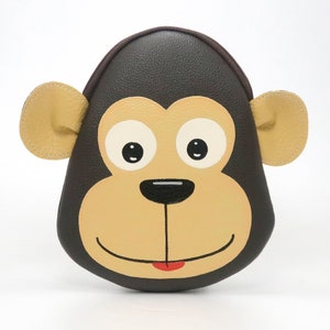 Affe Münze Geldbörse.hand bemalt Tasche klein Kunstleder, Reißverschluss Beutel, Karte Brieftasche, Tier Porträt Tasche