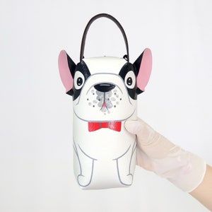 French bulldog pencil pouch bag,make up case ,hand painted bag,this compact handbag synthetic leather , for every day essentials