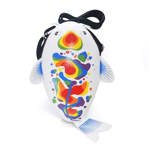 Regenbogen Koi Fisch Umhängetasche, handbemalte Tasche, diese kompakte Schultertasche aus Kunstleder zum Tragen von Handys und anderen wichtigen Dingen.