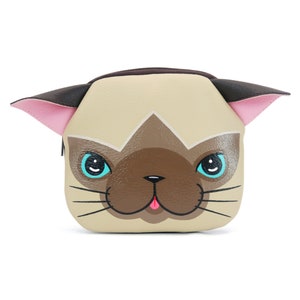 Siamesische Katze Münze purse.hand bemalt Tasche klein Kunstleder, Reißverschluss Beutel, Karte Brieftasche, süße Katze, Tier Porträt Tasche