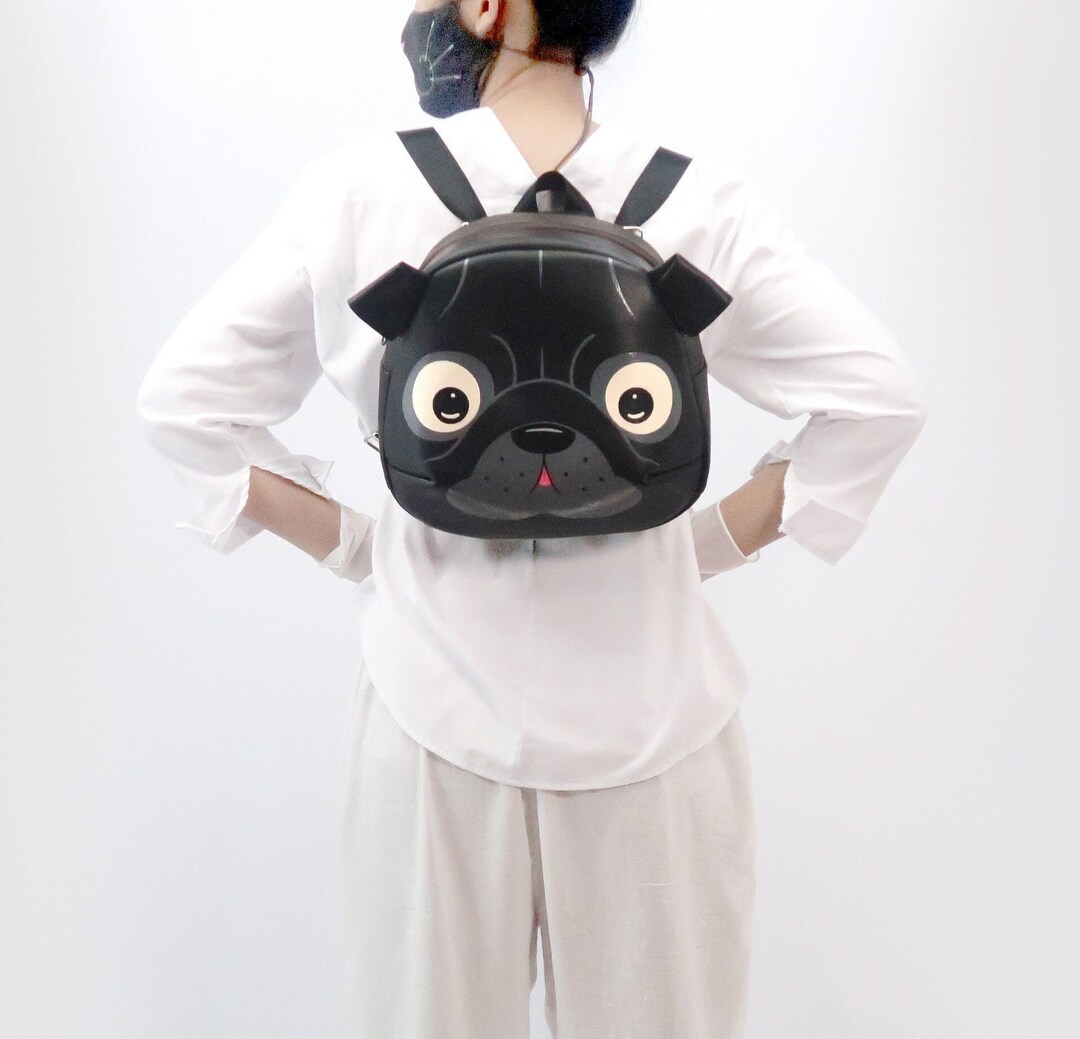 Black Pug Backpack ,black Pug Crossbody Bag,hand Painted Bag,handmade