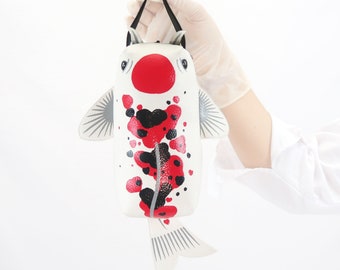 Koi Fisch-Federmäppchen Tasche, Schminktasche, handbemalte Tasche, diese kompakte Handtasche Kunstleder für jeden Tag wesentlich.