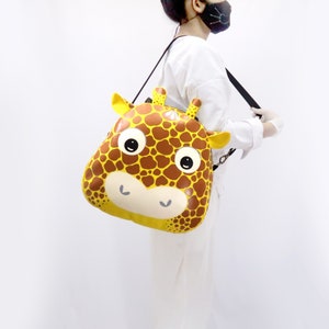 Hand-Painted Giraffe Shoulder Bag: Large Minimalist Tote