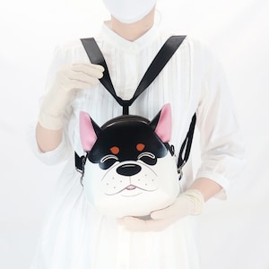 Mini sac à dos Shiba Inu, sac à bandoulière pour chien Shiba, sac peint à la main, sac à dos fait main pour les amoureux des animaux.