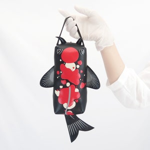 Koi Fisch-Federmäppchen Tasche, Schminktasche, handbemalte Tasche, diese kompakte Handtasche Kunstleder für jeden Tag wesentlich.