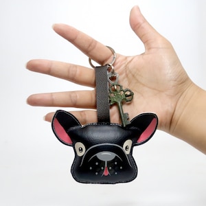 Black french bulldog keychain ,French bulldog bag charm,handmade keychain for animals lovers, sweet animals,cute cat and dog keychain.