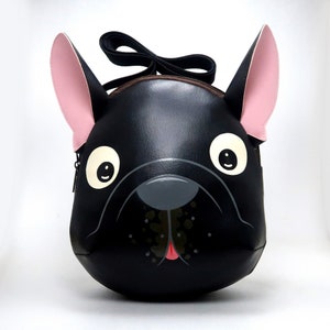 Sac à bandoulière bouledogue français, peint à la main, ce sac à bandoulière compact en cuir synthétique, pour transporter des téléphones portables et d'autres objets essentiels.