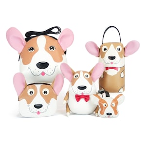 Geschenke für Corgis-Liebhaber-Set, süße kleine Corgis, 5-teiliges Set, Corgis-Puppe, Federmäppchen, Corgis-Umhängetasche, Schlüsselanhänger, Corgis-Münztasche.