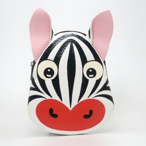 Portamonete zebrato. Borsa dipinta a mano, piccola, in pelle sintetica, astuccio con cerniera, porta carte, zebra, borsa con ritratto di animali.