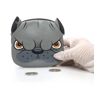 American Pit Bull Münze Geldbörse.hand bemalt Tasche klein Kunstleder, Reißverschluss Beutel, Karte Brieftasche, American Pitbull, Tier Porträt Tasche