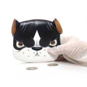 American Pit Bull Münze Geldbörse.hand bemalt Tasche klein Kunstleder, Reißverschluss Beutel, Karte Brieftasche, American Pit Bull, Tier Porträt Tasche