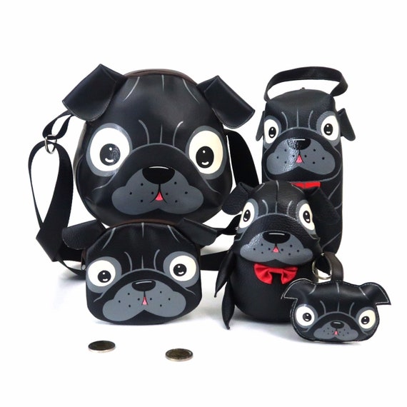 Black Pug Coin Purse.hand Painted Bag Small Synthetic