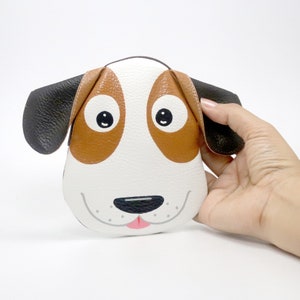 Beagle Münze Geldbörse.Hand bemalt Tasche klein Kunstleder, Reißverschluss Beutel, Karte Portemonnaie, Tier Porträt Tasche