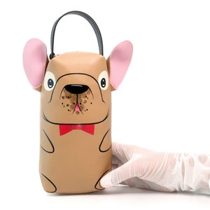 French Bulldog pencil pouch bag, make up case ,hand painted bag ,this compact handbag synthetic leather , for every day essentials.