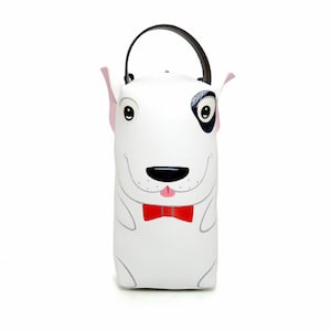 Trousse à crayons Bull terrier, trousse à maquillage, sac peint à la main, ce sac à main compact en cuir synthétique, pour les indispensables de tous les jours.