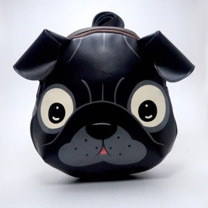 Black pug crossbody bag,hand painted bag,this compact synthetic leather sling bag, for carrying mobile phones and other essentials. image 1