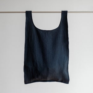 Graphite linen bag, Shopping bag, Linen tote bag, Linen foldable bag, Linen grocery bag, Soft linen beach bag,Reusable shopping bag,Tote bag