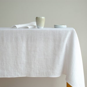 Linen tablecloth, White tablecloth for wedding, Washed pure linen tablecloth, Rectangular tablecloth, Table textiles,Minimalistic tablecloth