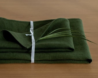 Set of 2 bath towels, Forest green linen towels, Softened linen bath towels, Pure linen towels, Linen dish cloth,Set of 2 linen towels,Linen