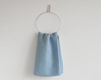 Washed Linen Bath Towel, Sky Blue, Softened Linen