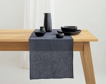 Dark Gray Linen Table Runner, Any Length, Handmade