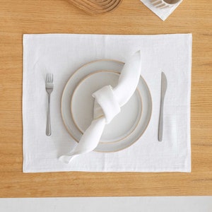 Two layer linen placemat, Washed linen placemats, Table mats, Pure linen placemat, Table mat, Elevated casual placemat, White linen placemat