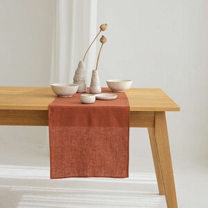 Rust linen table runner, Linen table runners, Soft table runner, Long table runner, Pre-washed linen table runner,Reddish brown table runner