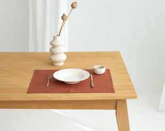 Double Layer Linen Placemat, Rust Burnt Orange, Handmade