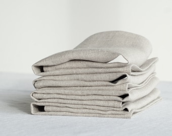 Natural linen napkins, Washed linen napkins, Reusable napkins, Linen serviette, Softened linen napkins, Grey napkins, Table napkins, 32x32cm