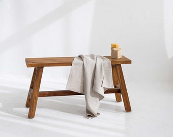 Set di asciugamani da bagno in lino lavato, stone washed, lino morbido