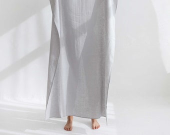 Large Linen Beach Towel, Gray Linen Bath Sarong, Handmade
