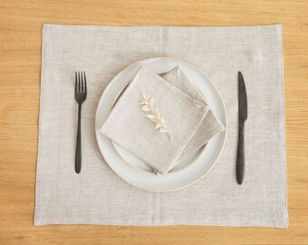 Simple table placemats, Natural linen placemats, Soft linen placemats, Textile placemats, Casual linen placemats, Grey linen placemats, Mats