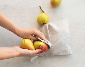 Conjunto de Sacolas de Linho para Produtos Frescos, Armazenamento de Alimentos Reutilizável, Zero Desperdício