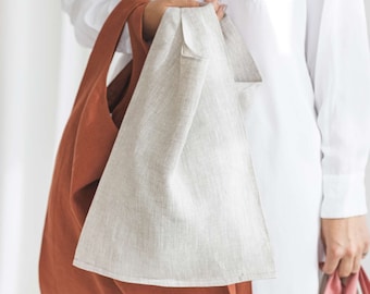 Linen Tote Bag – Foldable Reusable Shopping or Beach Bag