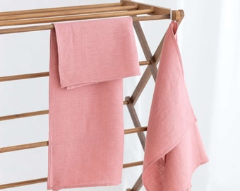 Set of 2 Linen Tea Towels, Absorbent Kitchen Hand Towels