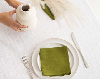 Linen serviette, Pre-washed linen napkin, Zero waist napkins, Softened napkins, Table napkins, Moss green napkin, Green linen napkins32x32cm