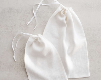 Organic Linen Drawstring Produce Bags, Set of 2