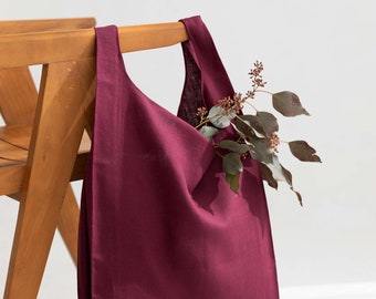 Shoulder grocery bag, Marker bag, Foldable shopping bag, Merlot linen bag, Linen beach bag, Picnic bag, Various colors, Reusable grocery bag