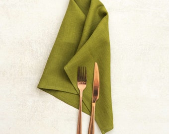 Dinner napkins, Large linen napkins, Linen for dinning room, Moss green napkins, Cloth napkins, Large napkins, Green tea towels, 50x50cm