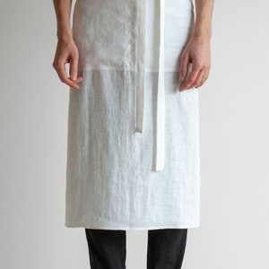 Long waist apron, Linen bistro apron, Linen chef apron, Cooking apron, Kitchen linen apron, Traditional linen apron, Garçon linen apron image 1