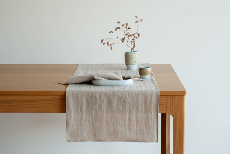 Natural Linen Table Runner Handmade Linen Table Runner Grey Etsy