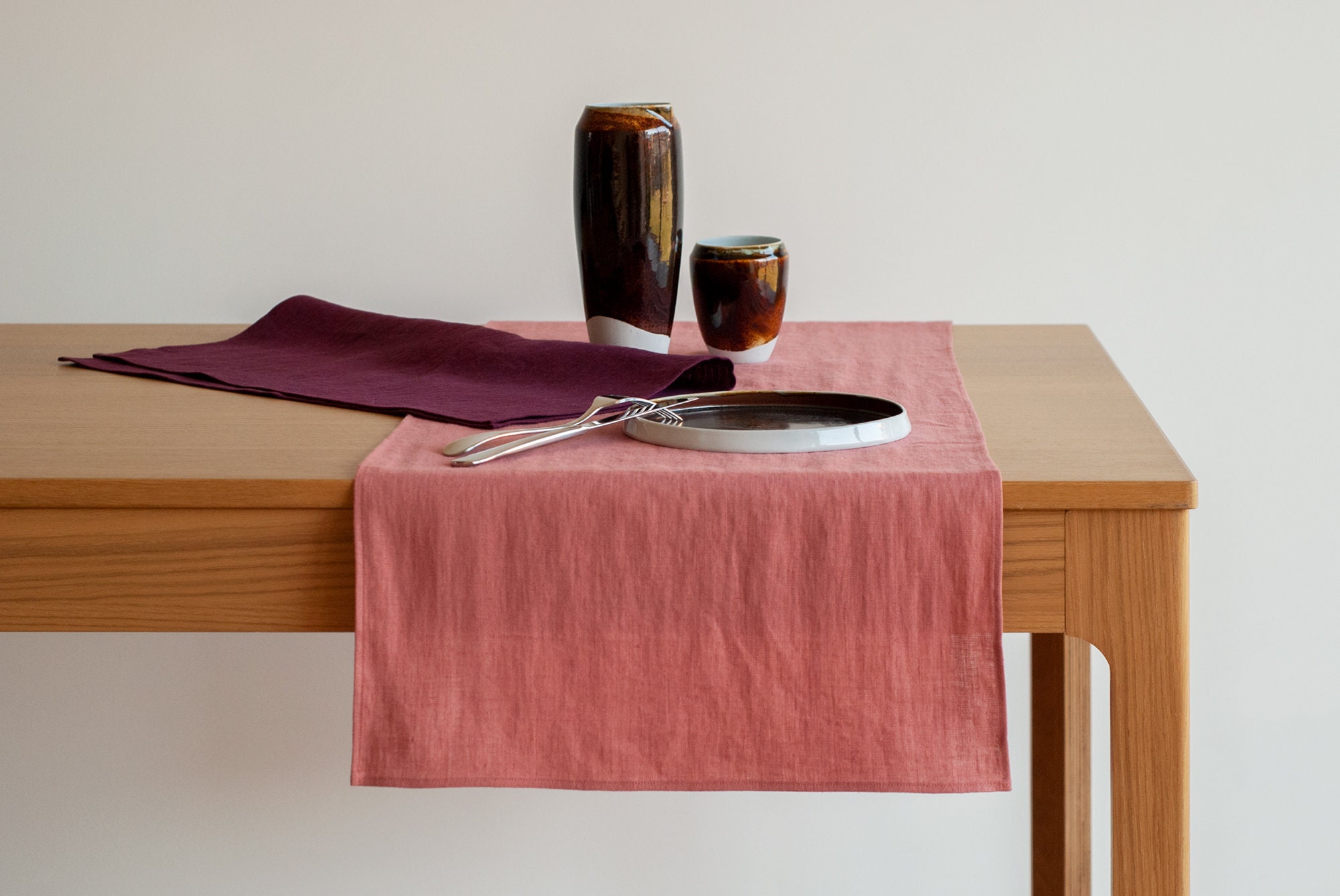 Linen Dinner Napkins, Merlot Linen Napkins, Reusable Napkins, Cloth