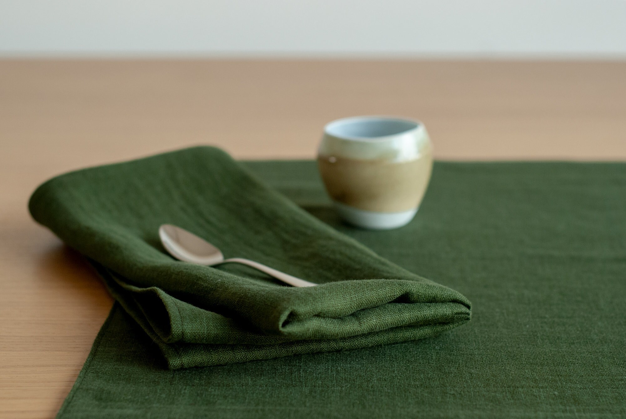Green Linen Napkins, Washed Linen Napkins, Zero Waist Napkins, Linen